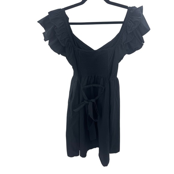 Hill House Home Ava Dress Black Midi Ruffle Off Shoulder Smocked Pockets - Picture 9 of 12